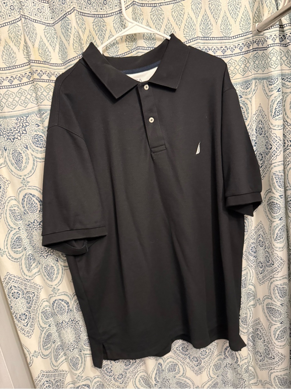 Nautica Men's Black Polo with White Sail Logo